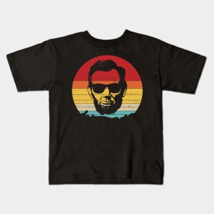 4th of July for Men Retro Sunset Vintage Abe Abraham Lincoln Kids T-Shirt